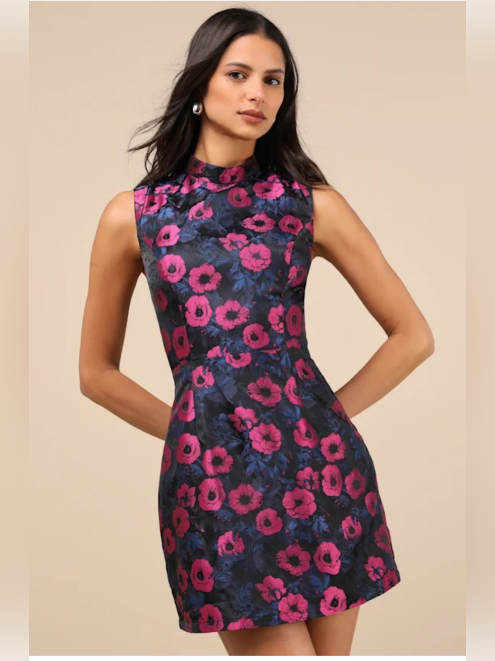 SOLD OUT ON LINE HERES YOUR CHANCE TO GET IT LULUS Mock Floral Pink Black SZ MED